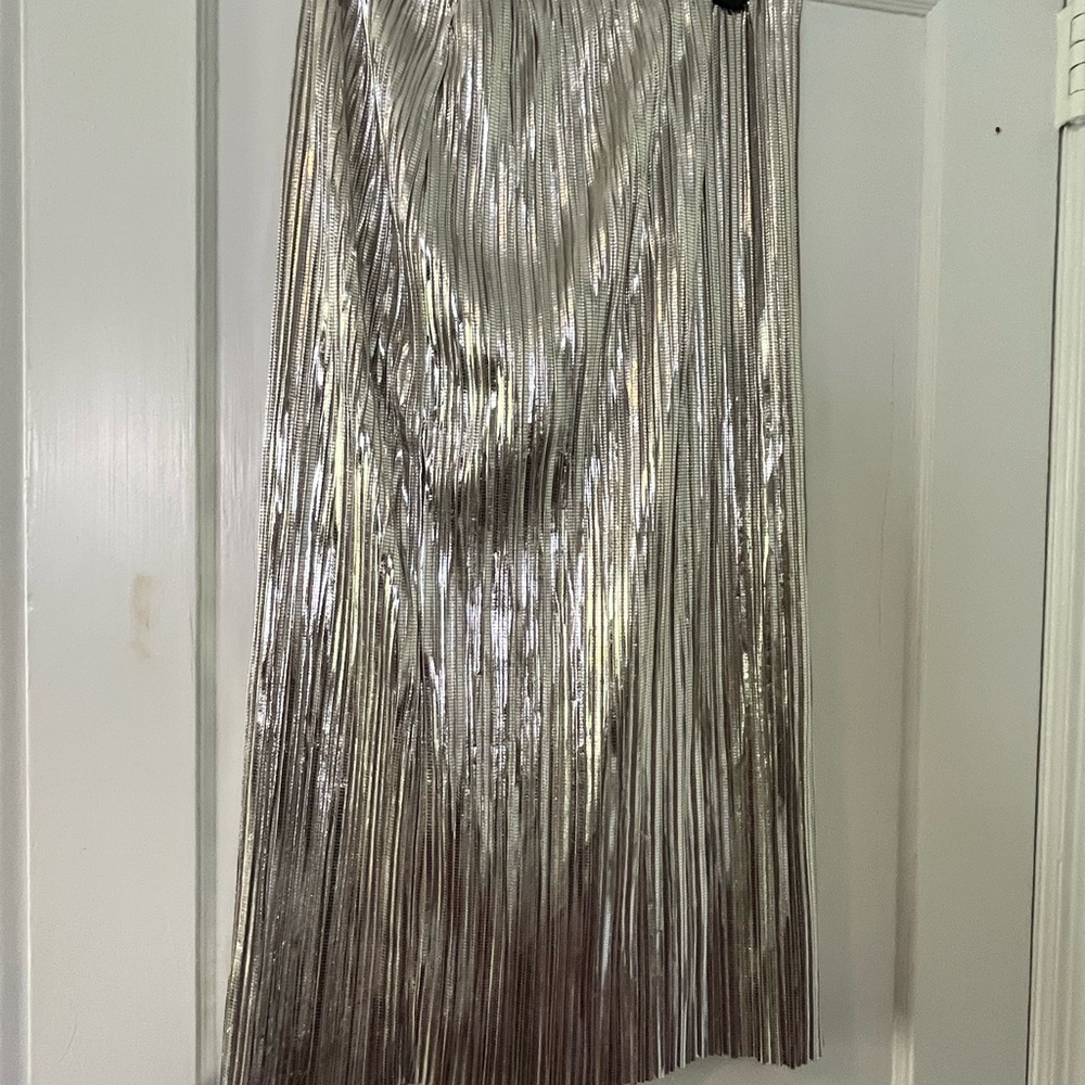 Anthropologie Silver A-Line Skirt